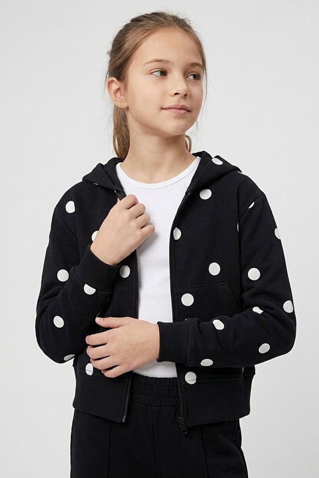 M9573 Girls' Cropped Cardigan, Black 134 (9-10)