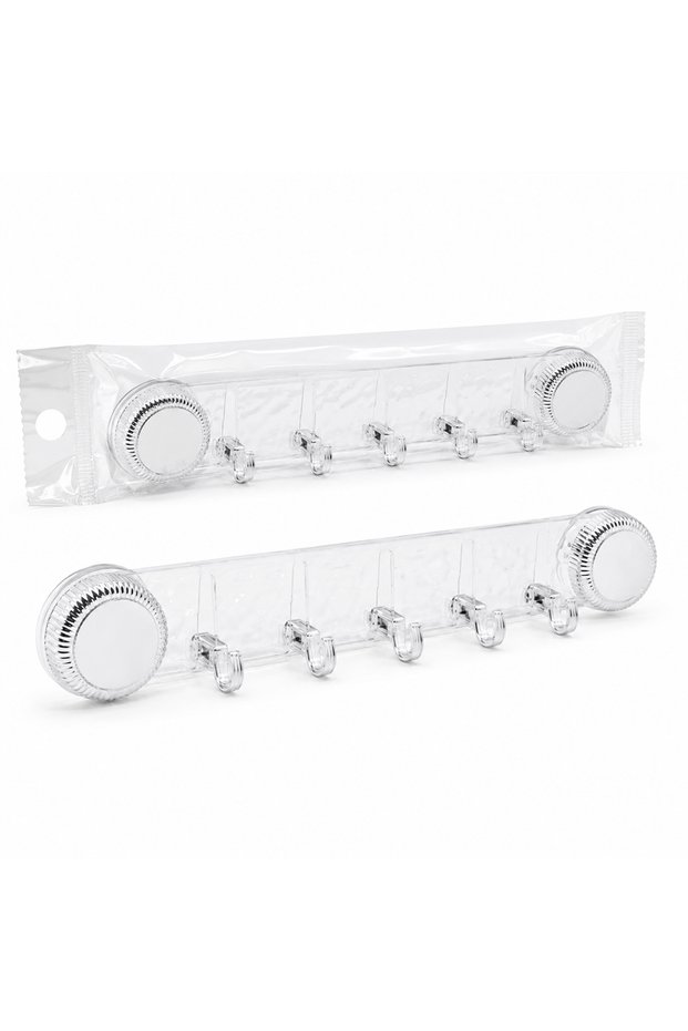 5-Prong Adhesive Plastic Hanger, Deluxe Bagged, 38.5 x 5 cm, Pack of 10