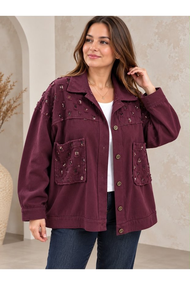 Women's Denim Jacket with Sequins