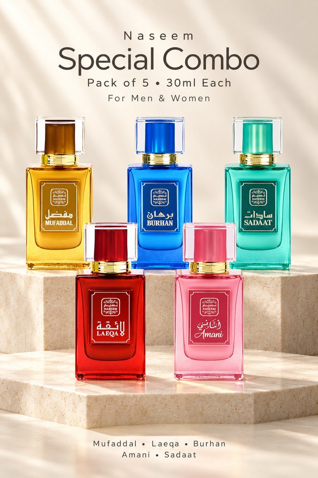 Special Combo (Mufaddal, Laeqa, Burhan, Amani and Sadaat) | 30ml Each | Pack of 5 | for Men & Women