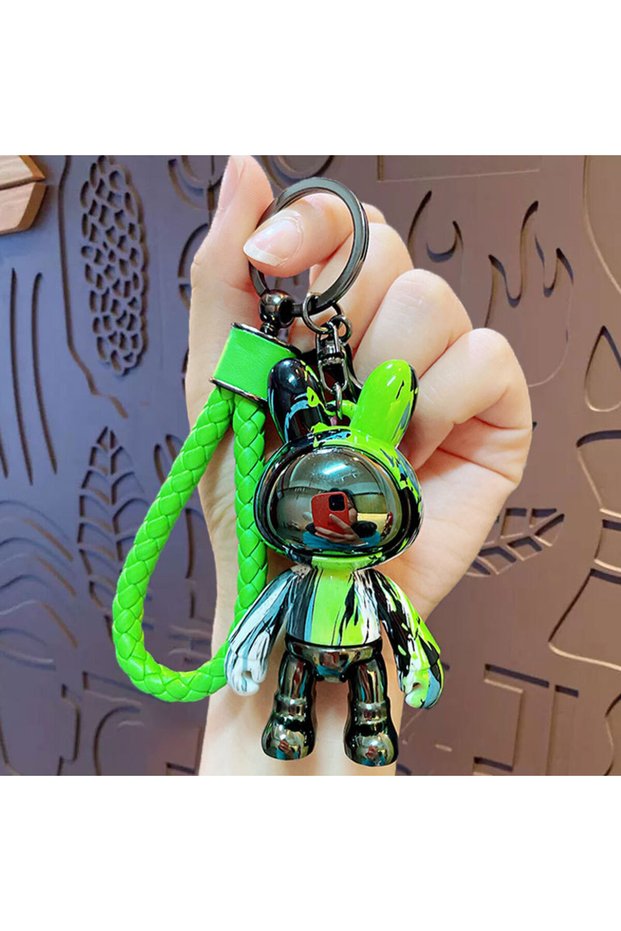 Personalized creative fluid electro-optic rabbit keychain couple exquisite schoolbag pendant car