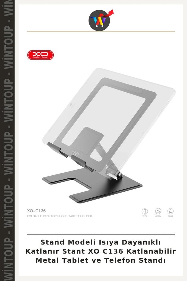 Stand Model: Heat-Resistant Folding Stand XO C136 Foldable Metal Tablet and Phone Stand