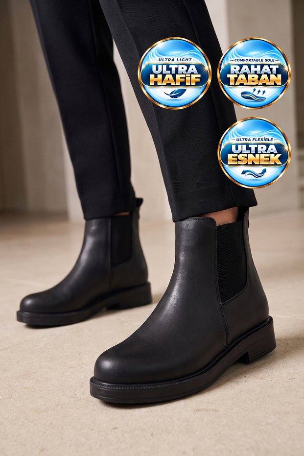 Women's Chelsea Boots 284097 Black Leather