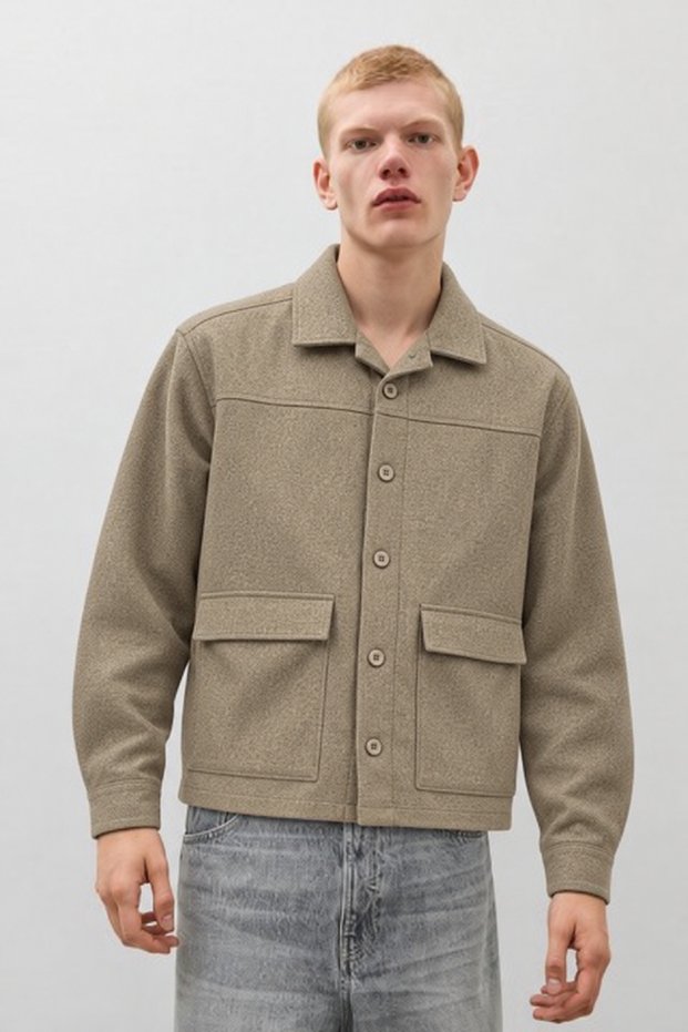 Men's Premium Beige Jacket with Two Pockets and Buttons
