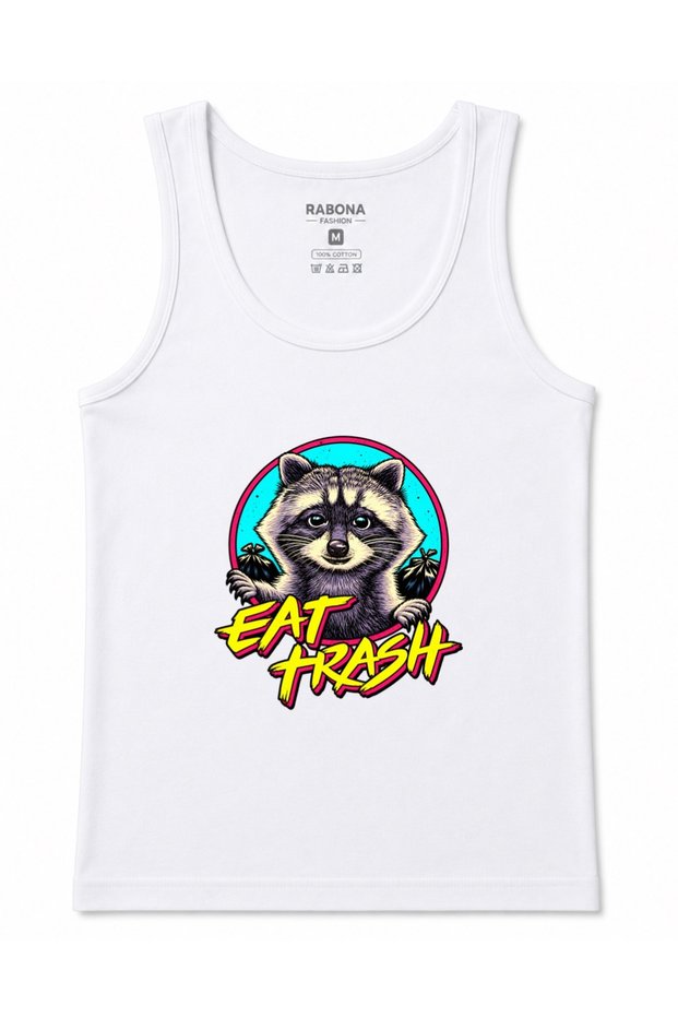 Trash Panda – "Eat Trash" Neon-Colored Raccoon Cartoon-Themed Tank Top