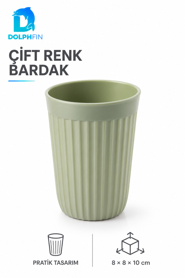 Two-Tone Plastic Cup with Striped Design—Everyday Beverage Cup