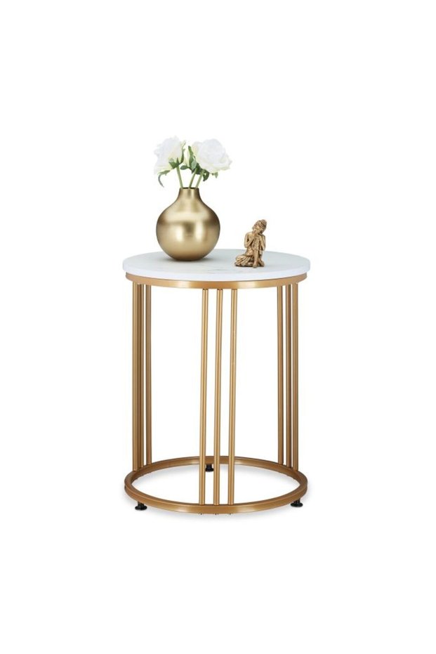 Round Marble Optic Side Table