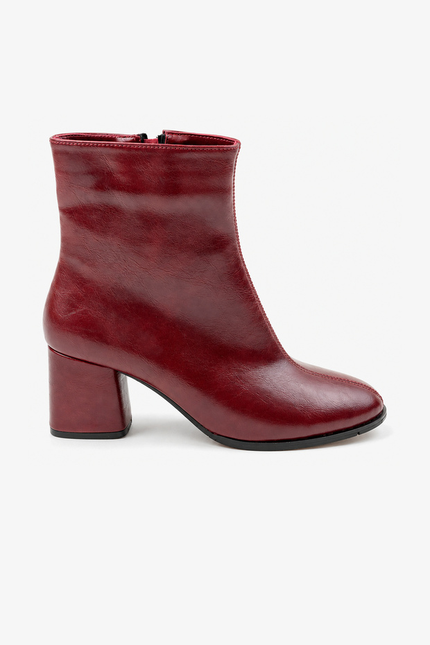 Vetta Women's Heeled Boots - Burgundy Crinkled