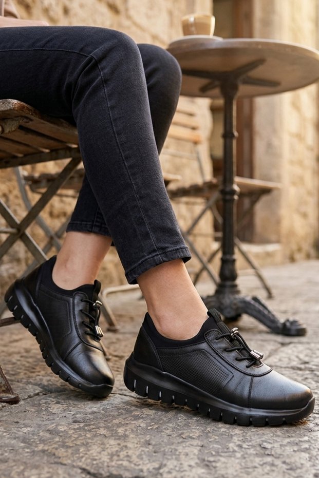 Women's Casual Shoes, Genuine Leather, 9740, Black