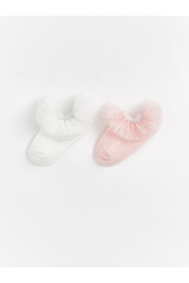Girl's Baby Booties with Tulle Detail, 2-Pack