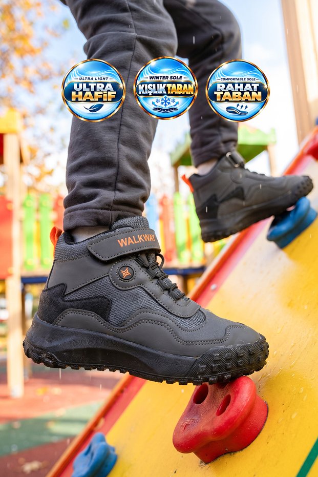 Orvo 2028 Children's Boots with Velcro, charcoal grey