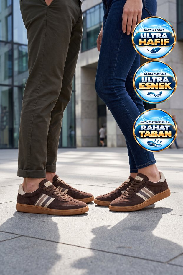 Coffee-Beige Polyester-Blend Unisex Sneakers 015 G