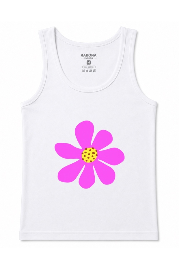 Pink Daisy – Minimalist Tank Top with Pink Daisy Floral Print