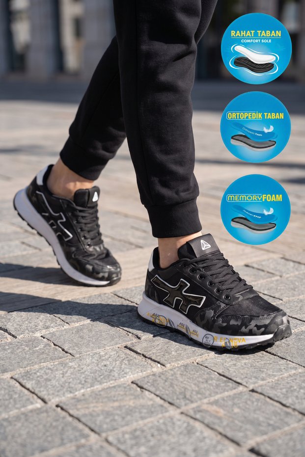 Men's Sneakers 2444 Leather Black-White