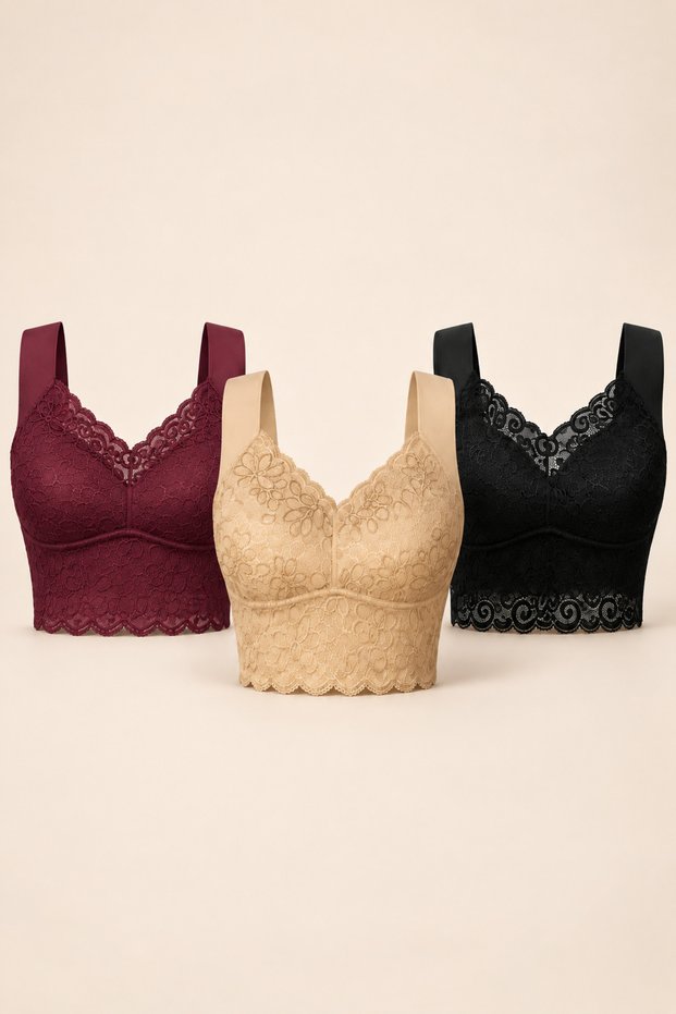 Comfortable Bra 3-Pack - Burgundy, Black, Beige