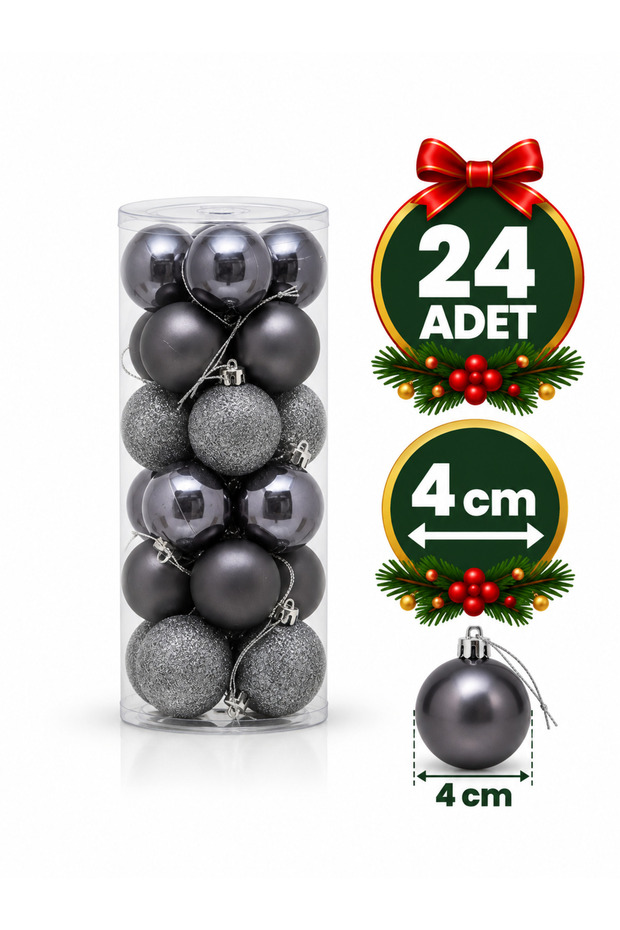Christmas Tree Ornaments, Set of 24, 4 cm Christmas Balls, Christmas Decorations, New Year's Tree Balls