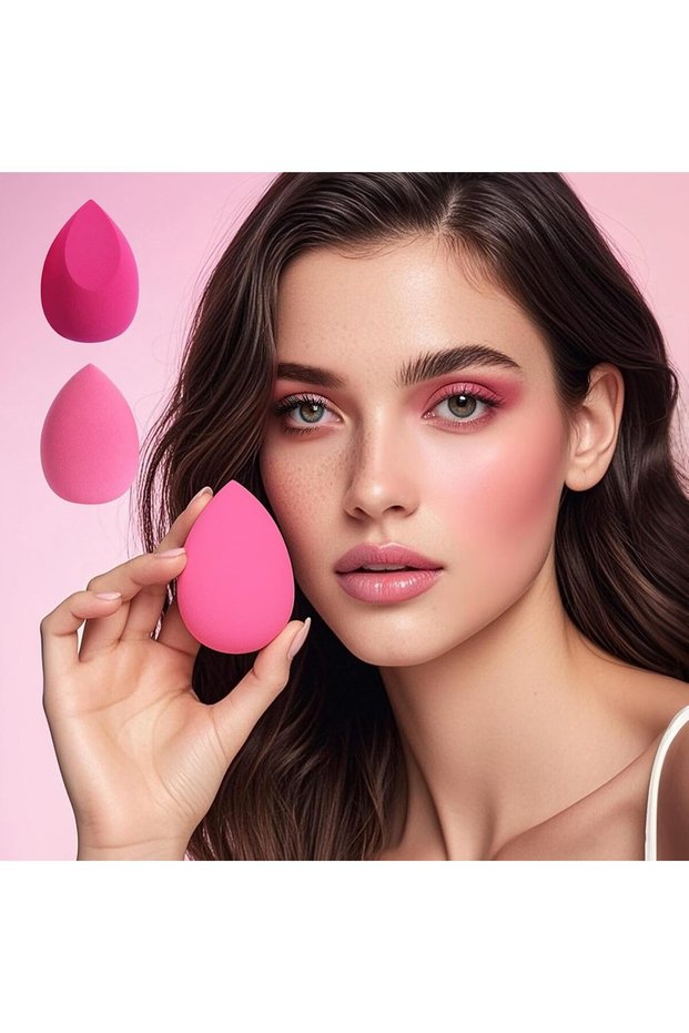 2 Pcs Makeup Sponge Set, Mixed Beauty Blender Sponges for Liquid, Cream, and Powder Makeup, Latex-Free, Soft Blending Sponges for Foundation Application Dry & Wet Dual-Use, Multicolor
