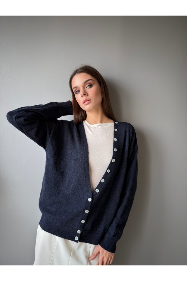 Button Detailed Oversize Cardigan