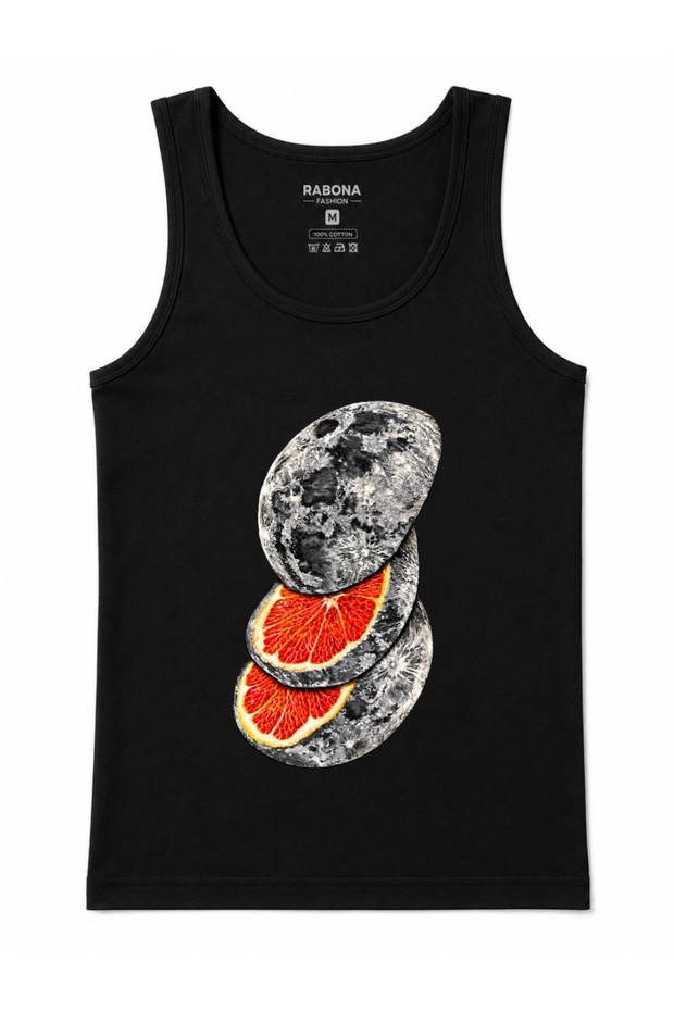 Lunar Citrus – Textured Orange Slices Surreal Space-Themed Tank Top