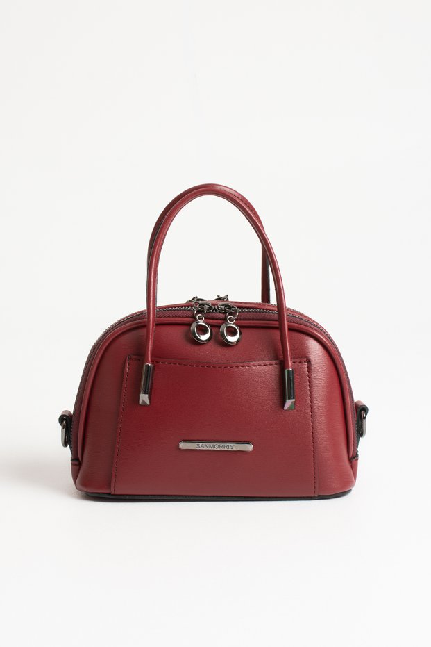 Luna Women's Mini Adjustable-Strap, Zipper-Closure, Stylish Hand and Shoulder Bag in Burgundy