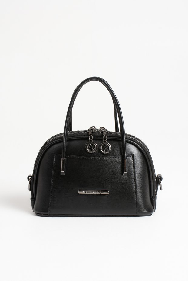 Luna Women's Mini Adjustable Strap, Zipper-Closure, Stylish Hand and Shoulder Bag, Matte Black
