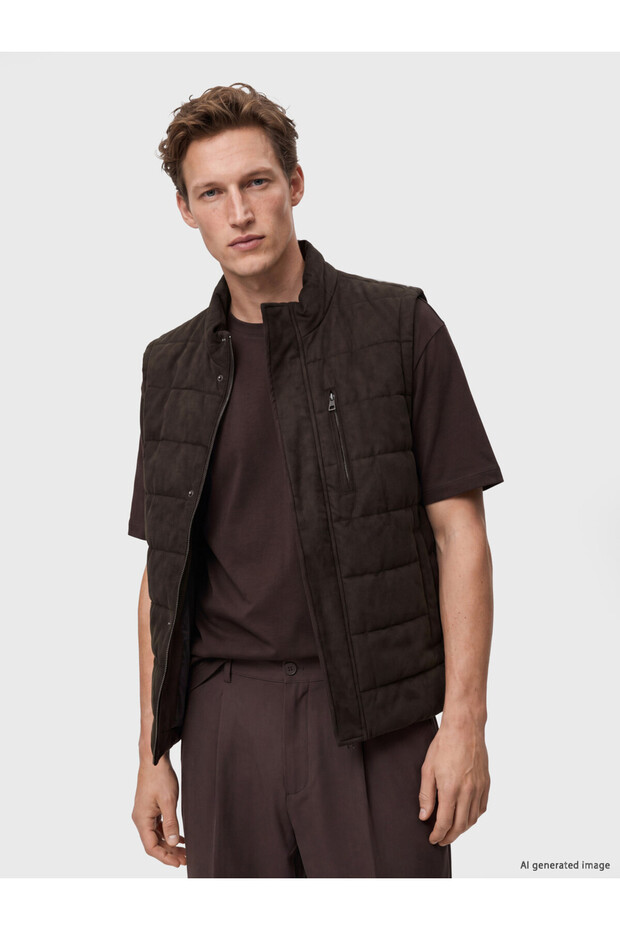 Trendy Picks from Kübra Butik: STANDARD Fit, Straight-Cut, Stand-Up Collar Men’s Puffer Vest