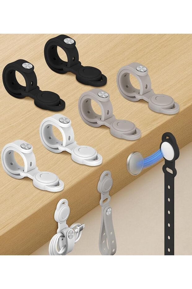 6PCS Magnetic Cable Ties, Adjustable Silicone Cord Organizers