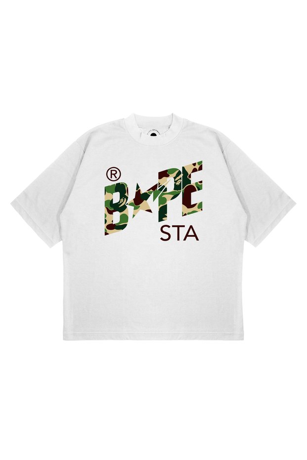 Unisex Oversized Bape 1st '26 Printed Boxy-Fit Thick Fabric (240 gsm) T-shirt