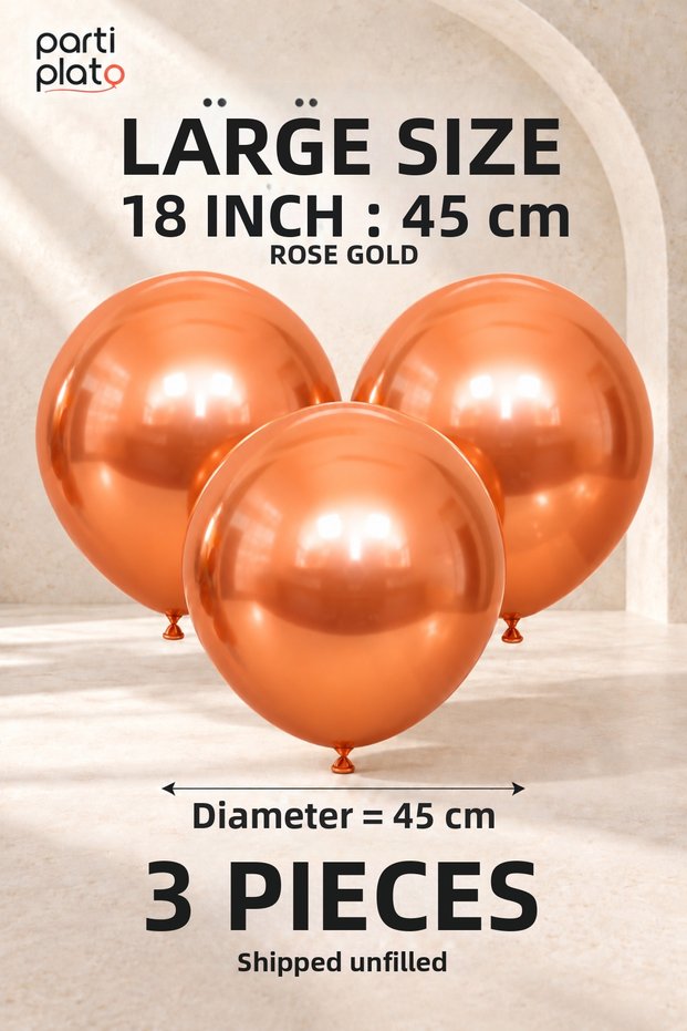 Large Chrome-Copper Latex Balloons, 18 Inches (45 cm), 3-Pack, Party Decorations