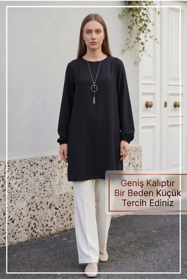 Geniş Kalıp İnce Sofia Kolyeli Tunik