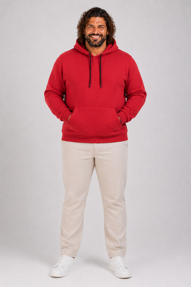 Plus Size Men's Basic Hooded Sweatshirt 11700 RED