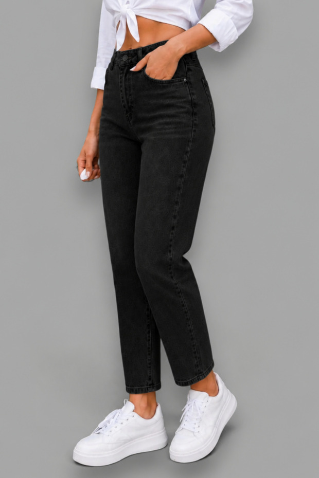 Boyfriend Yüksel Women's Jeans, Relaxed Fit, Mom Fit - denim fabric