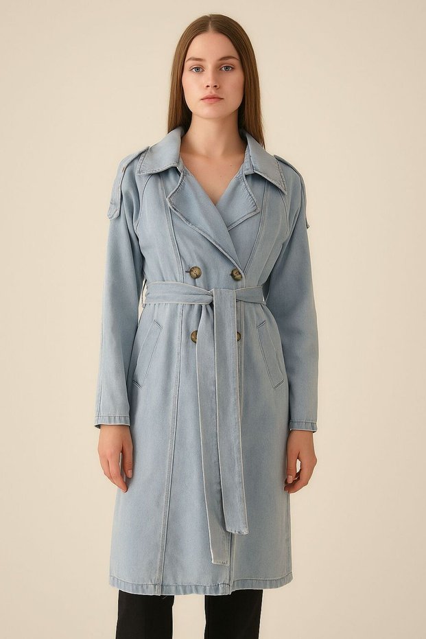 Women's Denim Trench Coat
