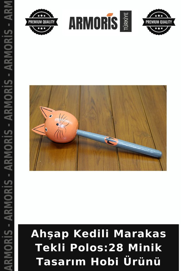 Wooden Cat Maraca, Single-Piece, Polos: 28 Mini Design Craft Item