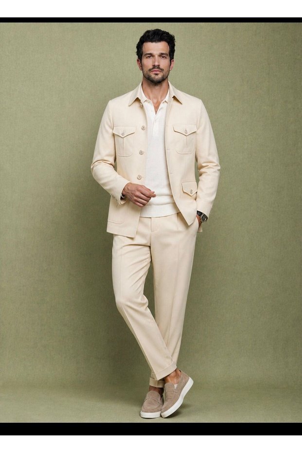 Beige Men's Safari Suit