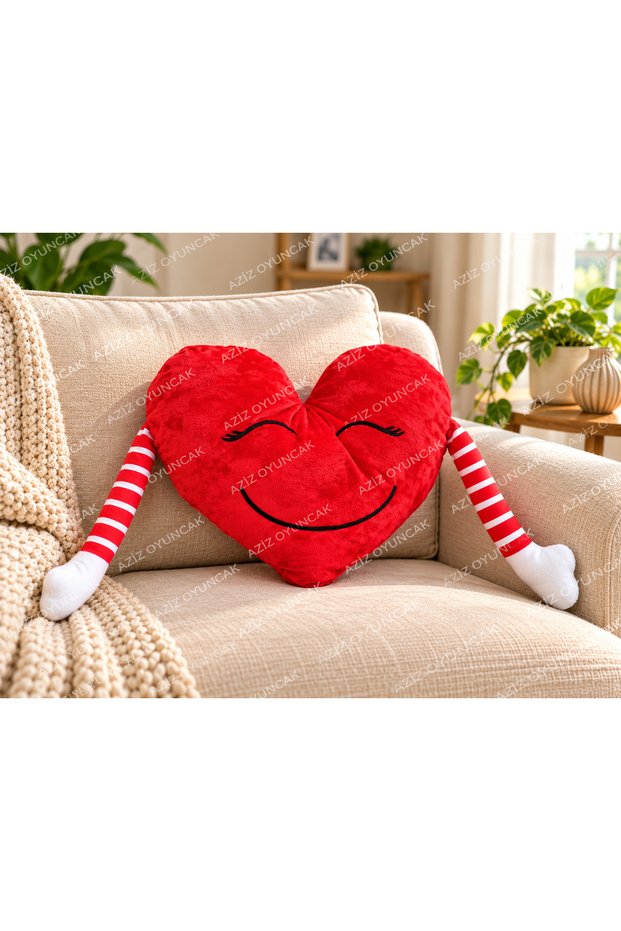 ❤️ 30 cm Hugging Plush Pillow – Red, Special Gift for Your Loved One with a Smiling Face