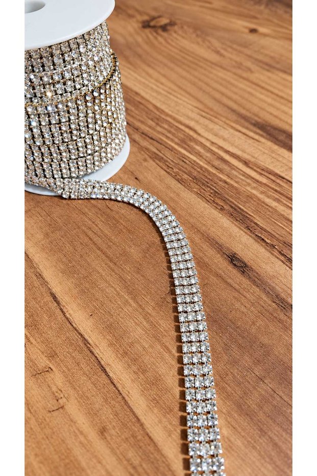 Decorative Crystal Stone Strip with 3 Rows of Stones - Can Be Installed (1 Meter)