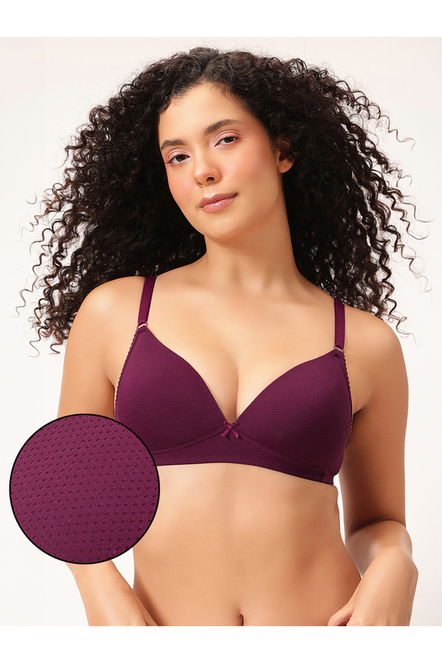 Padded Non-Wired Demi Cup Self-Textured Multiway Plunge Bra
