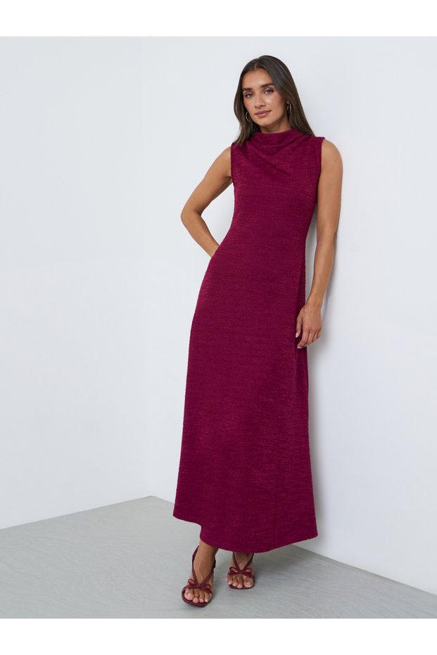 Burgundy Sleeveless A-Line Maxi Dress