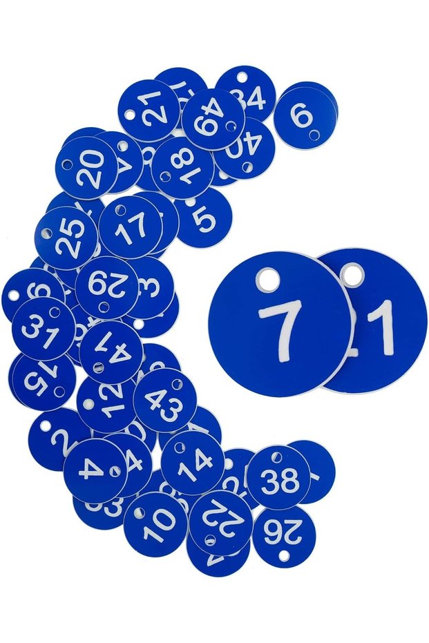 Blue Plastic Numbered Identification Tags for Locker, Dormitory, Hotel and Restaurant Table Numbers,
