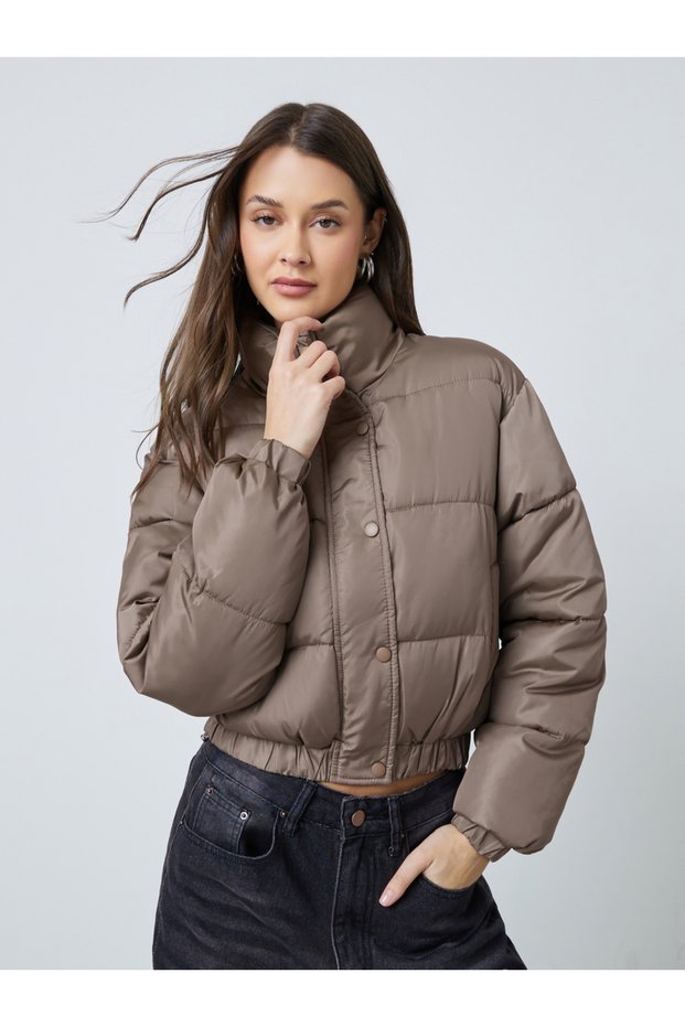 Brown Regular Fit Padded Jacket