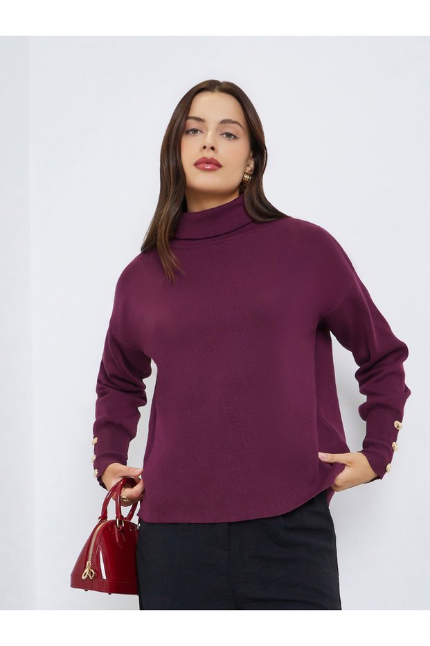 Oversized Short Length Turtle Neck Sweater