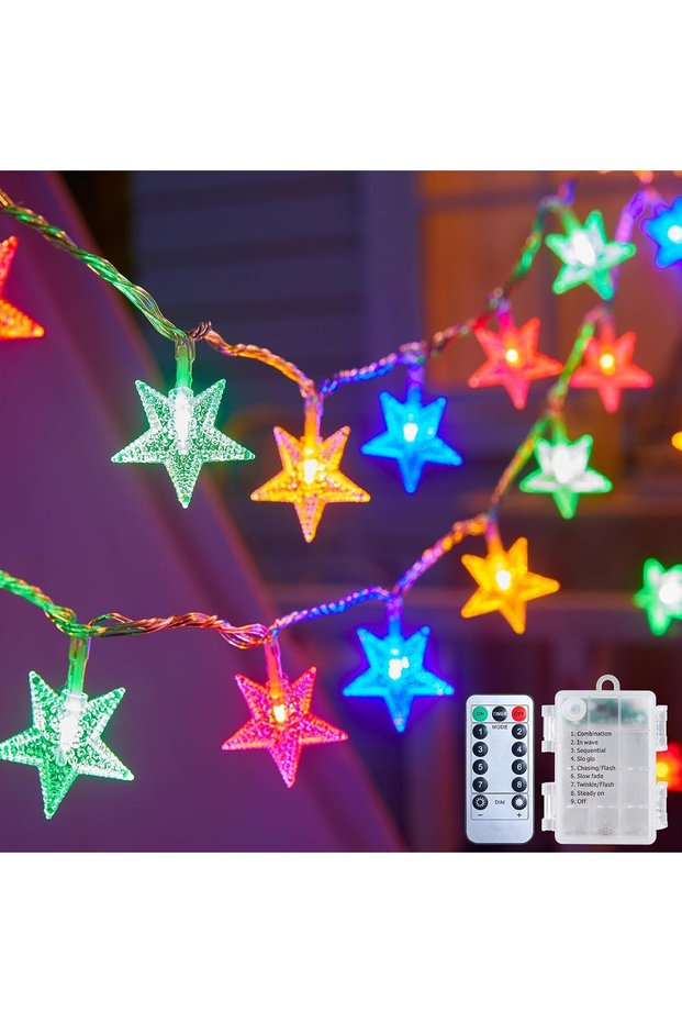 Star String Lights, 19 ft 40 LED Star Fairy String Lights with Remote and Timer, 8 Modes Waterproof