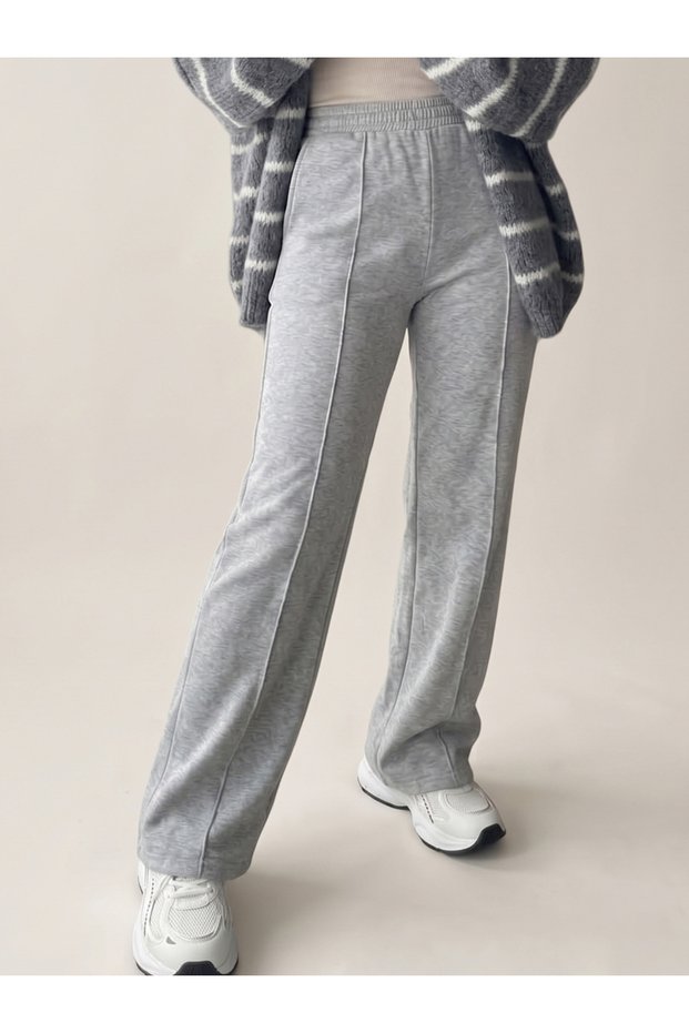 Grey Front Seam Detail Joggers