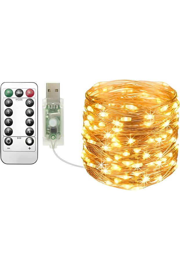 USB Fairy Lights 1Pack,33ft/10M Warm white 100LED USB Cooper Wire String Lights with Remote Control,