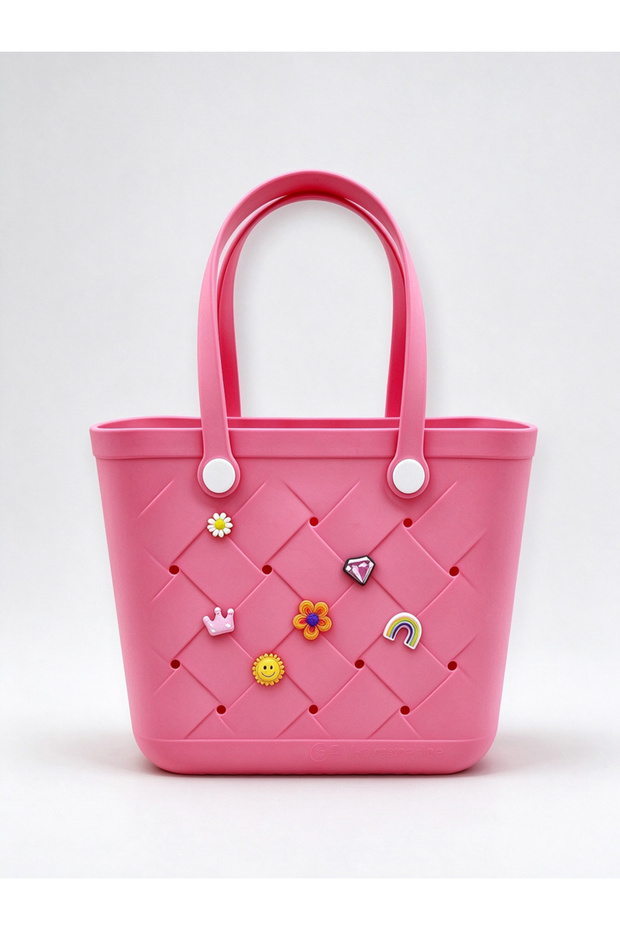 Pink Textured Tote Bag