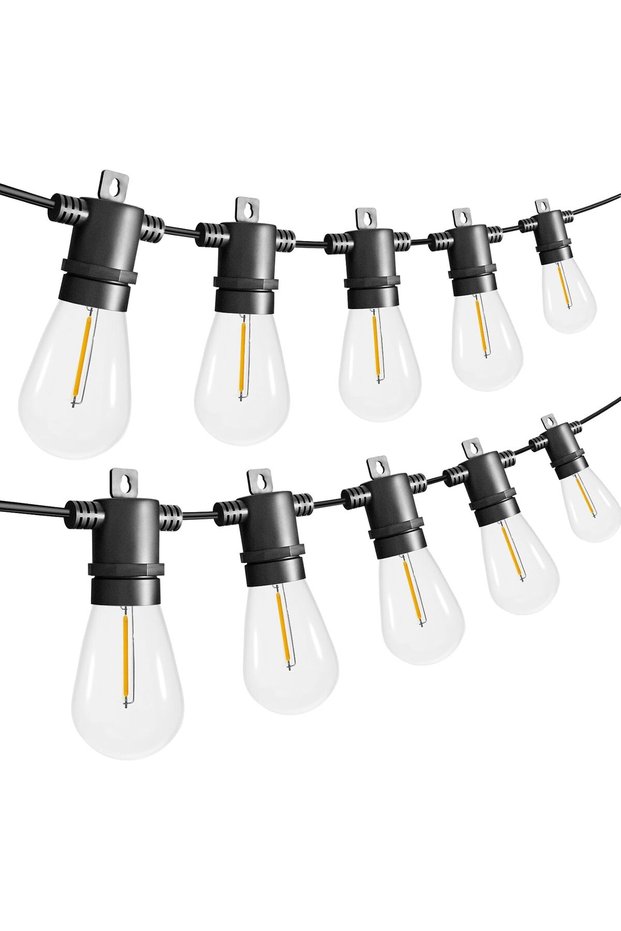 Outdoor String Lights 15M, 15Pcs E12 Sockets Warm White 2700K