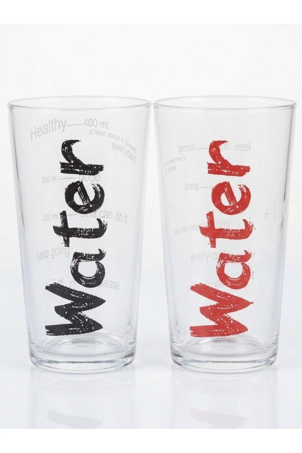 570 ML WATER GLASS 2-PIECE SET - (BLACK & RED)