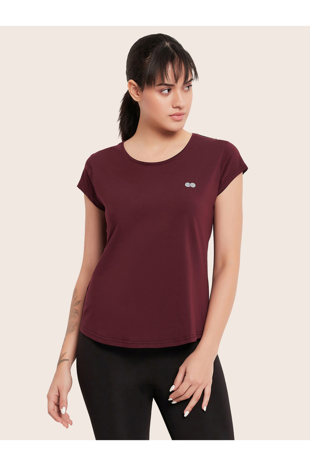 Maroon Solid Activewear T-Shirt