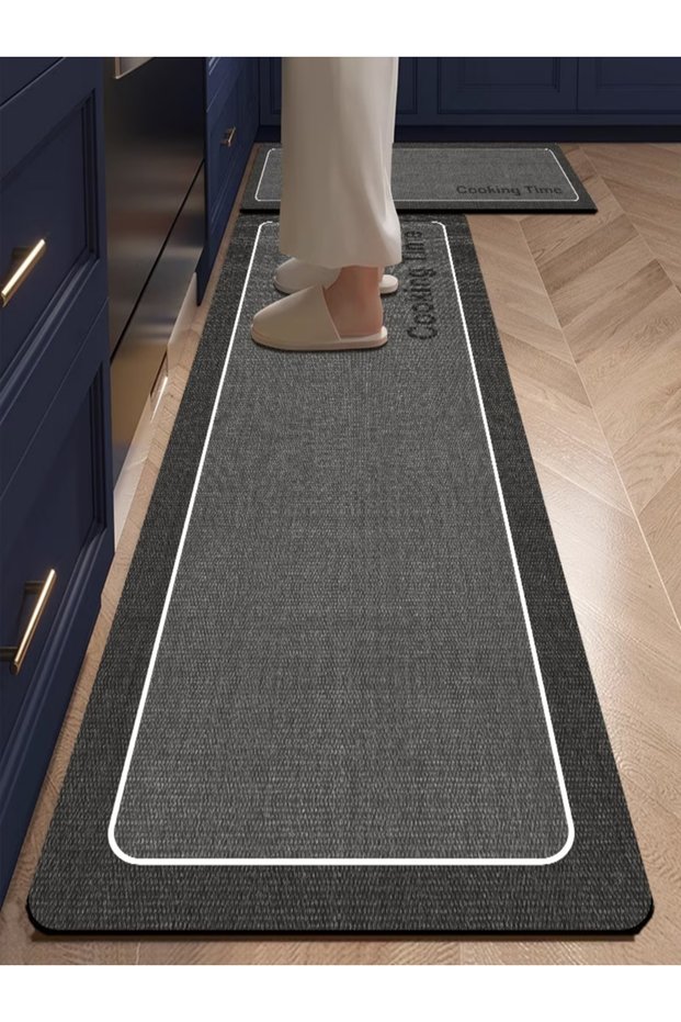 2-Piece Kitchen Rug, Charcoal